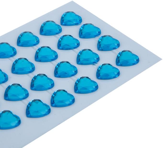 Daiso Heart Shaped Rhinestone Stickers - Blue Water Color Style | 36 Pcs Self-Adhesive Gem Decals - Image 3